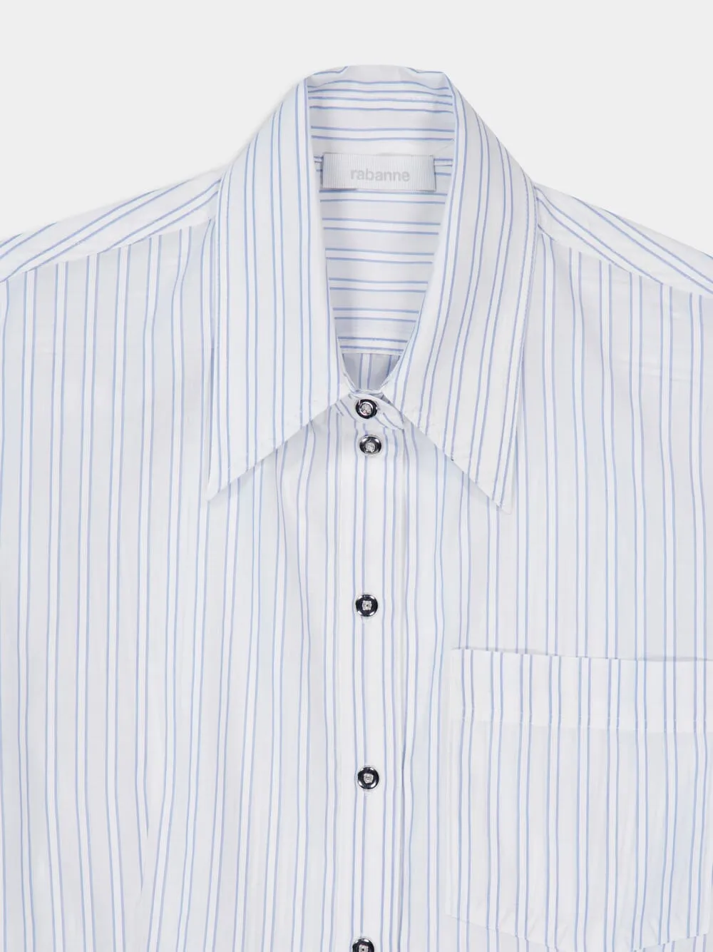 White Striped Cotton Poplin Shirt with Belt Detail sold by Fashion Clinic product image thumbnail 5
