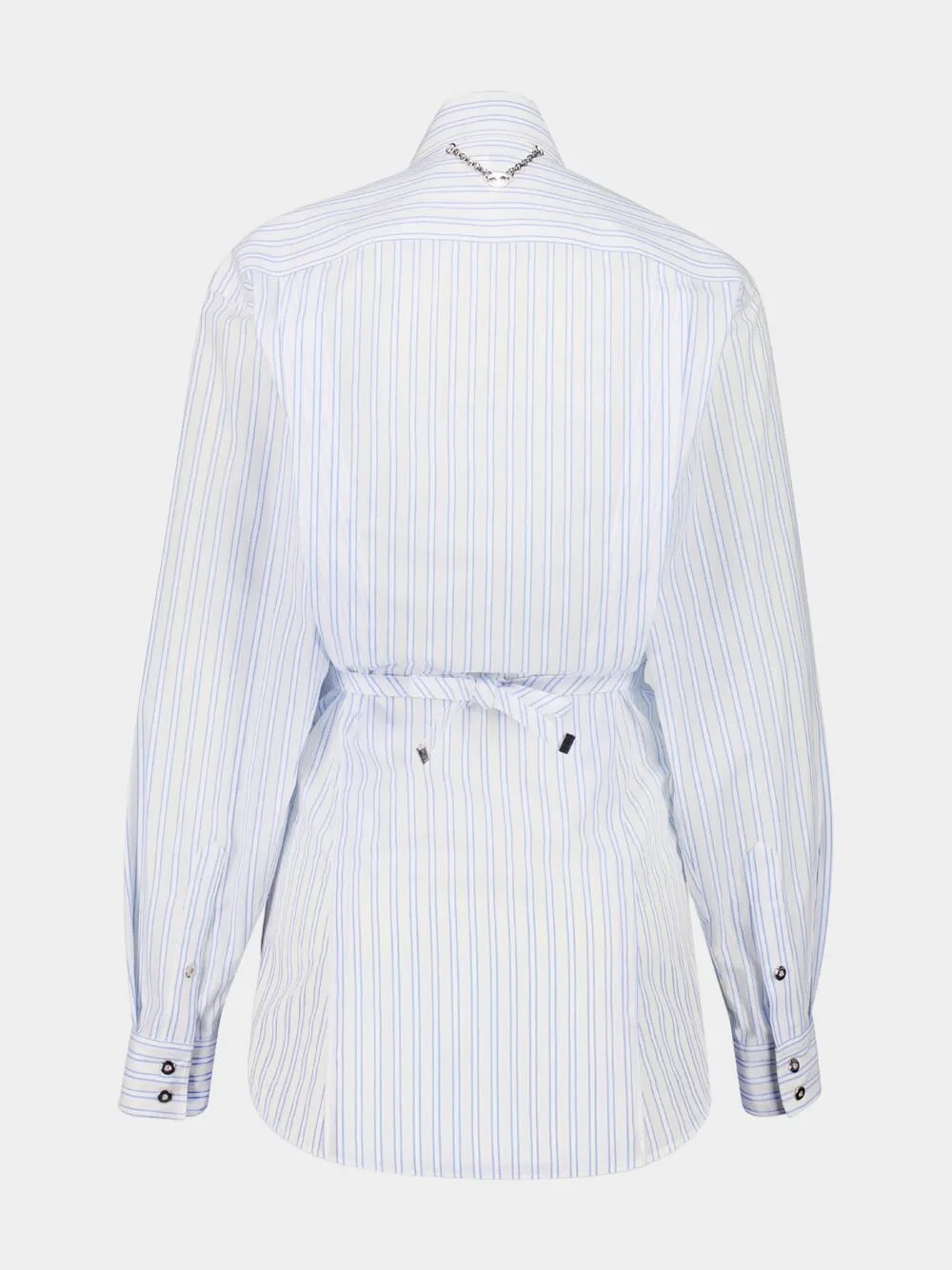 White Striped Cotton Poplin Shirt with Belt Detail sold by Fashion Clinic product image thumbnail 4