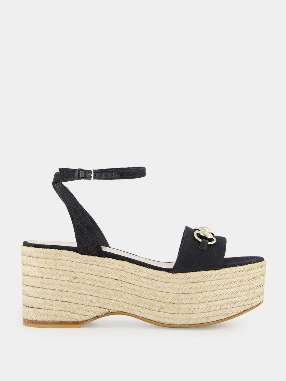 Black GG Canvas Espadrille with Horsebit sold by Fashion Clinic
