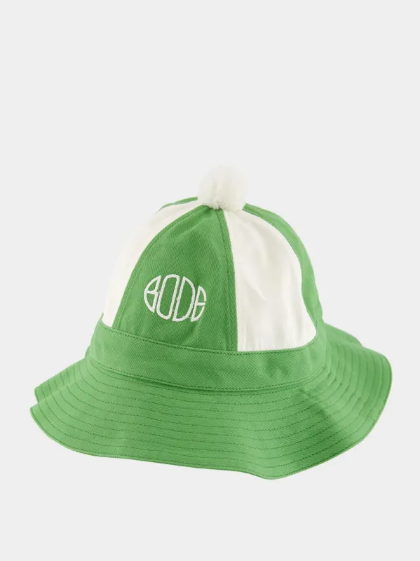 Paneled Grandfather Hat in Green and White sold by Fashion Clinic