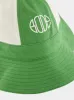 Paneled Grandfather Hat in Green and White sold by Fashion Clinic