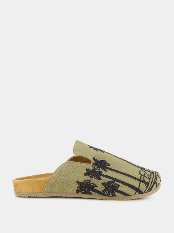 Khaki Green Palmor Suede Mules sold by Fashion Clinic