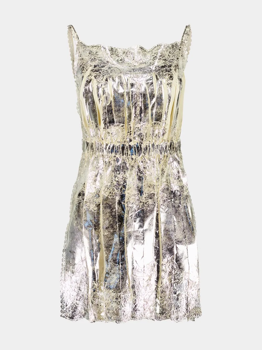 Champagne Gold Metallic Mini Dress with Straps sold by Fashion Clinic