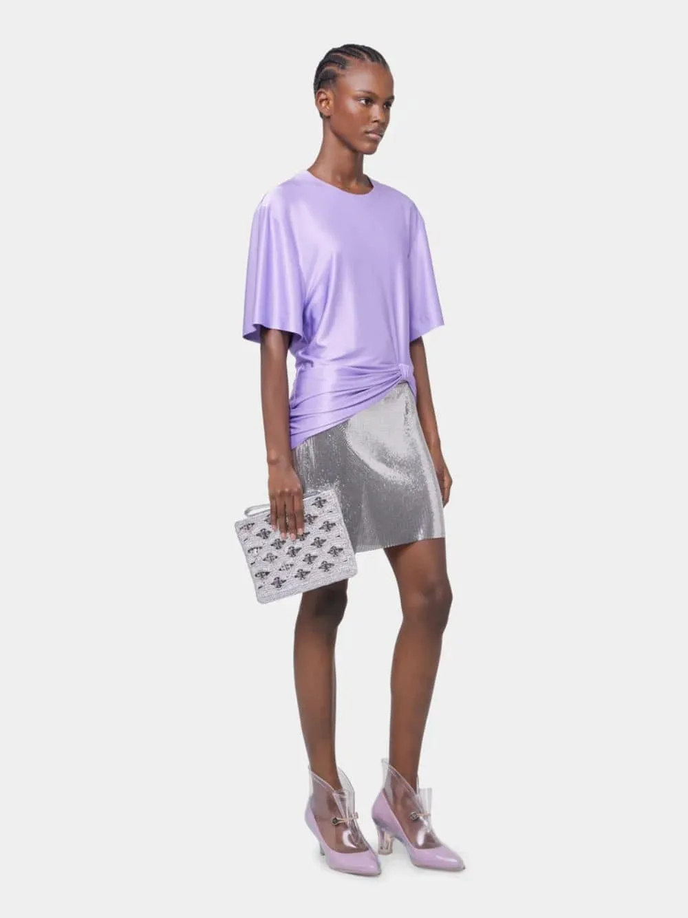 Silver Lurex Raffia Disc Pouch sold by Fashion Clinic product image thumbnail 2