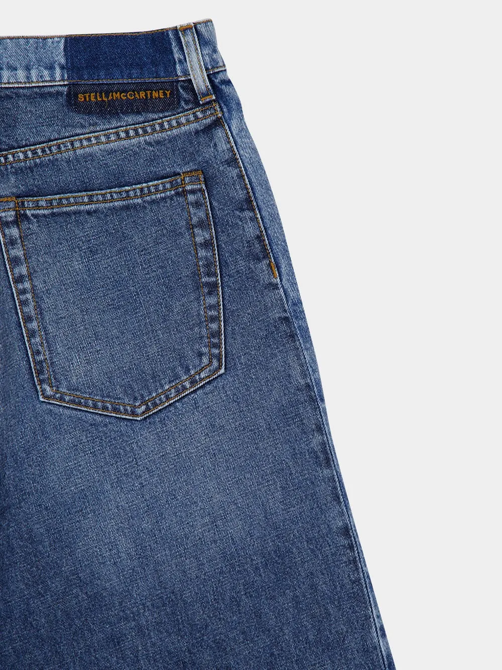 Blue Two-Tone Wash Slouchy Straight Leg Jeans sold by Fashion Clinic product image thumbnail 5