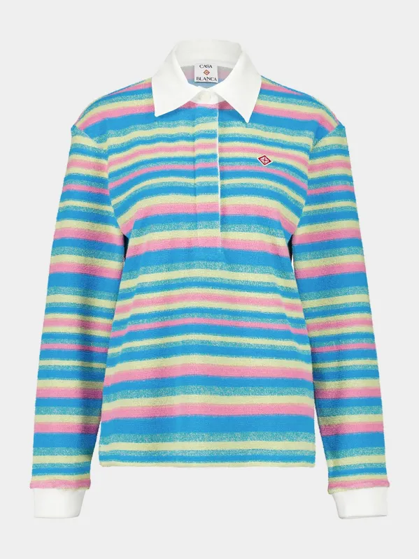 Stripe Towelling Polo Shirt sold by Fashion Clinic
