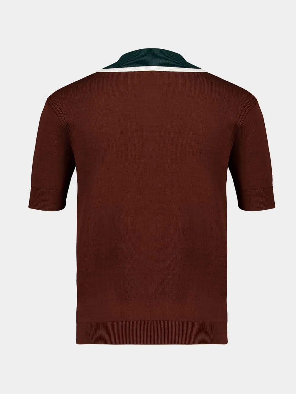 Dark Brown Cable Knit Polo Shirt sold by Fashion Clinic product image thumbnail 3