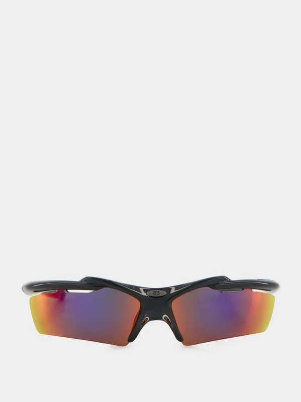 Turbo Rectangle Sunglasses in Black made by Balenciaga