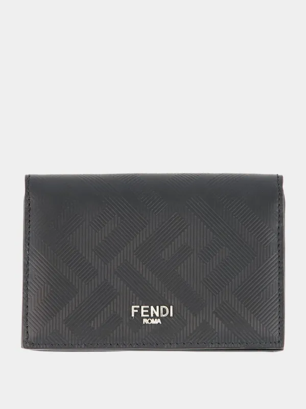 Black Card Case in Leather with FF Motif sold by Fashion Clinic