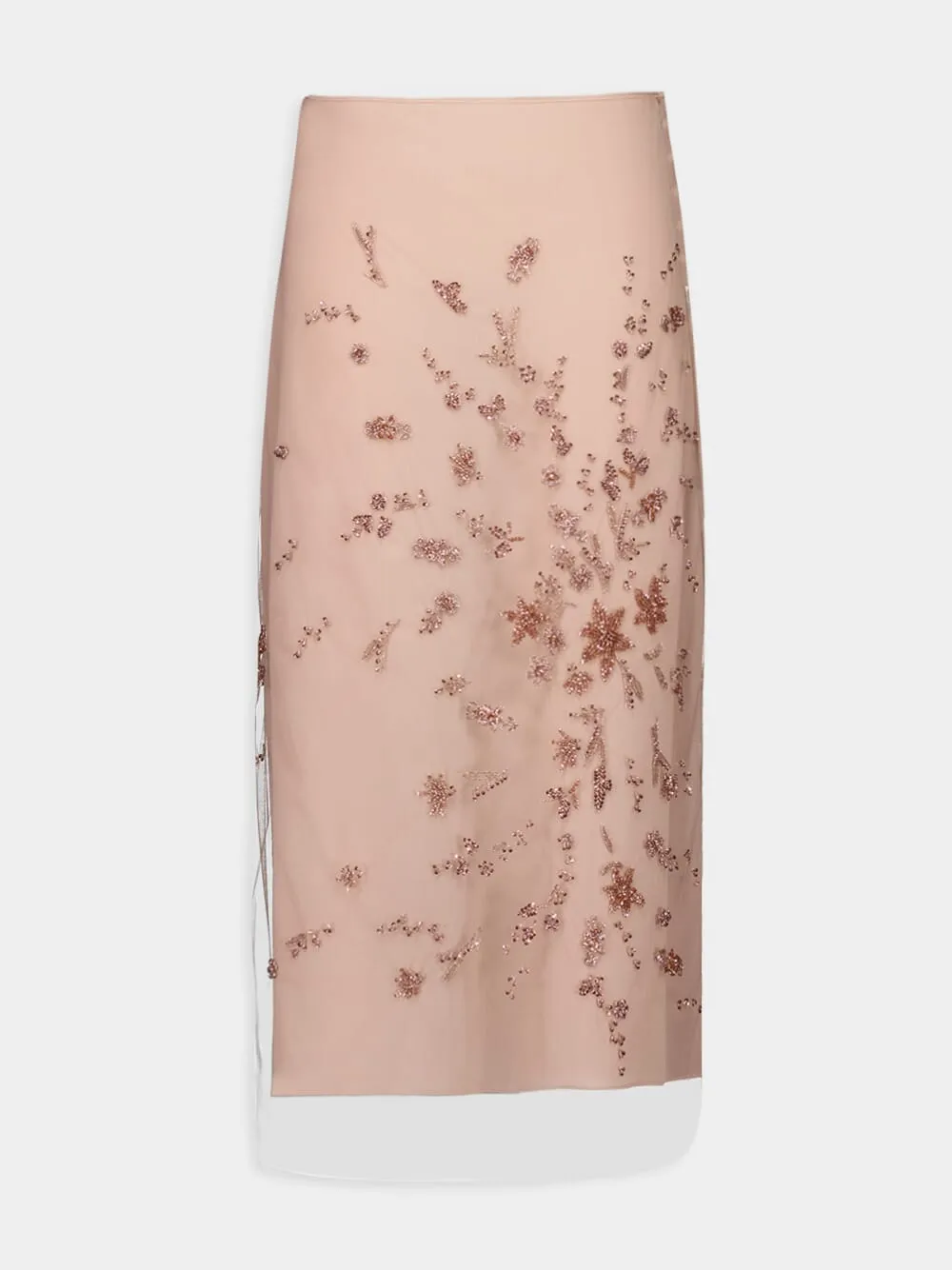 Pink Embroidered Tulle Skirt sold by Fashion Clinic