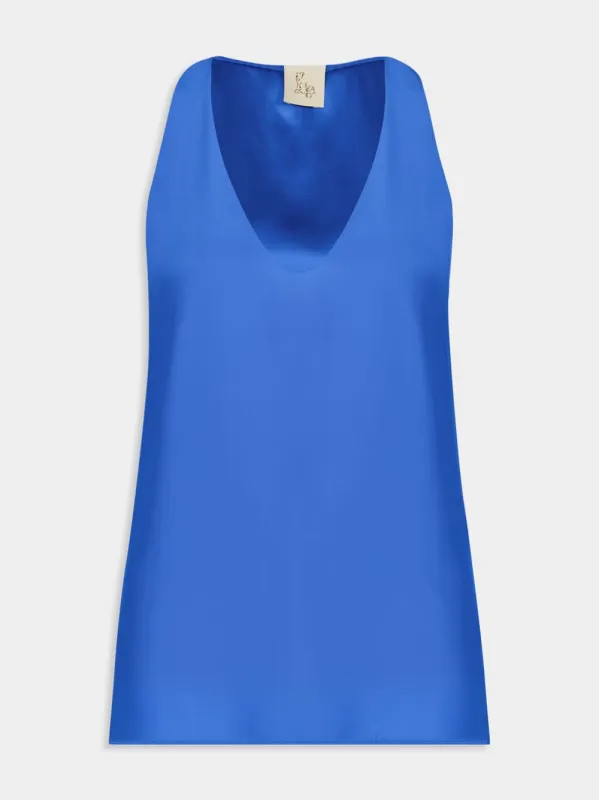 Serena Blue Silk Tank-Top sold by Fashion Clinic