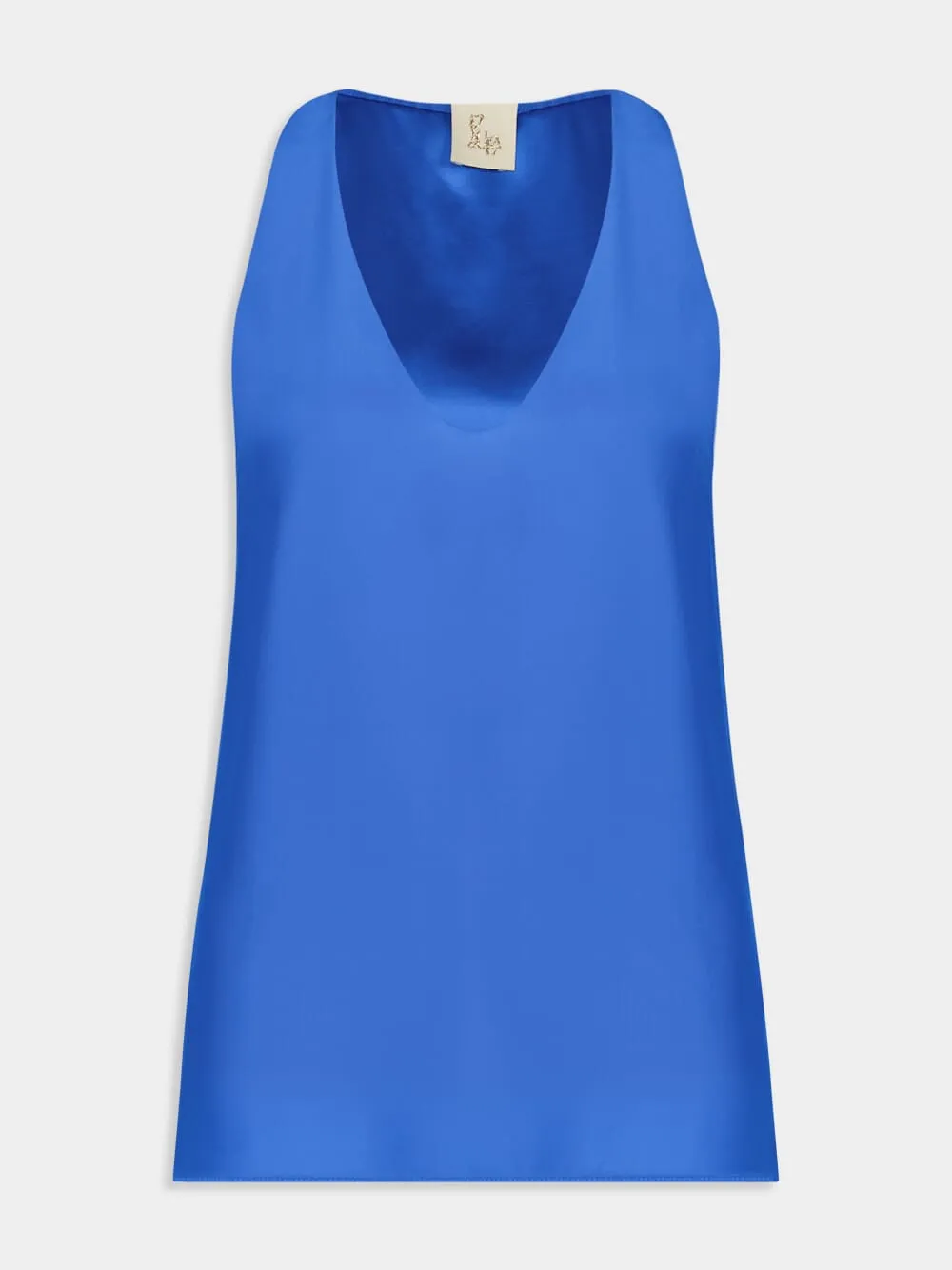 Serena Blue Silk Tank-Top sold by Fashion Clinic