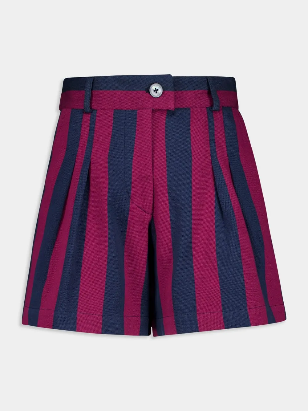 Virgo Purple Hand-Woven Striped Wide-Leg Shorts sold by Fashion Clinic product image thumbnail 2