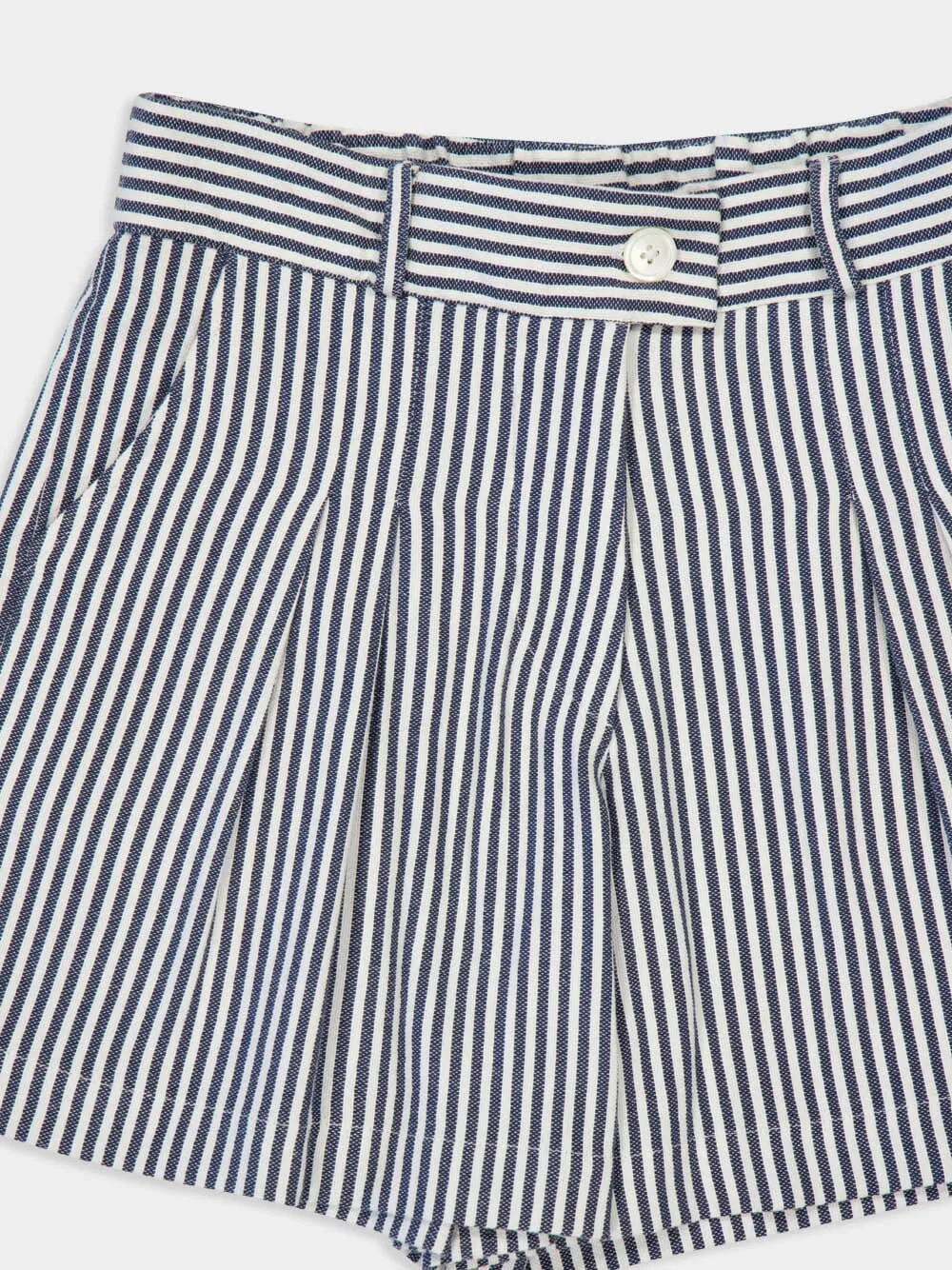 Virgo Navy Hand-Woven Striped Wide-Leg Shorts sold by Fashion Clinic product image thumbnail 5