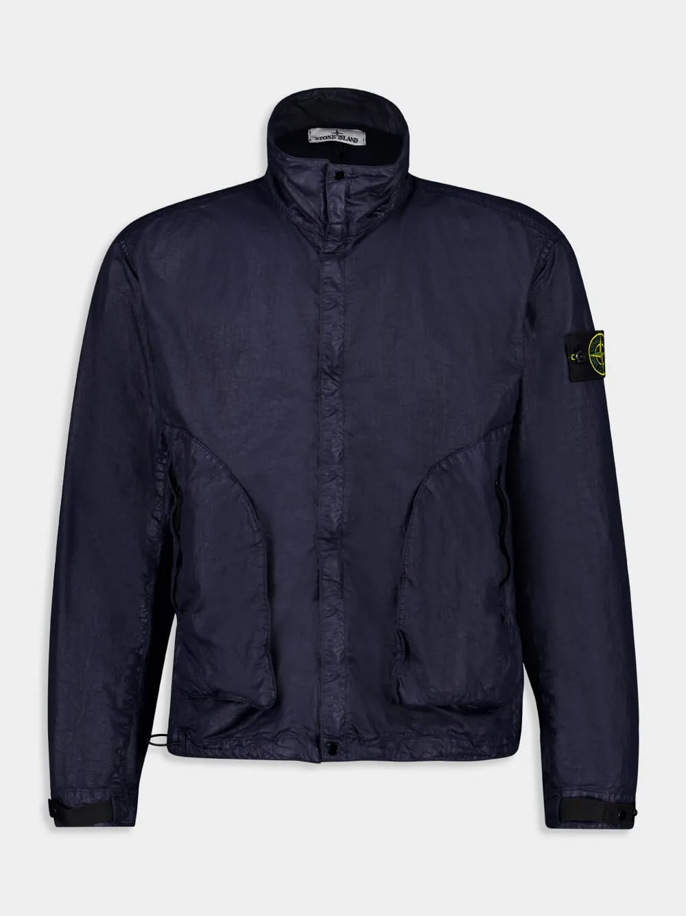 Navy Blue High-Neck Nylon Jacket sold by Fashion Clinic