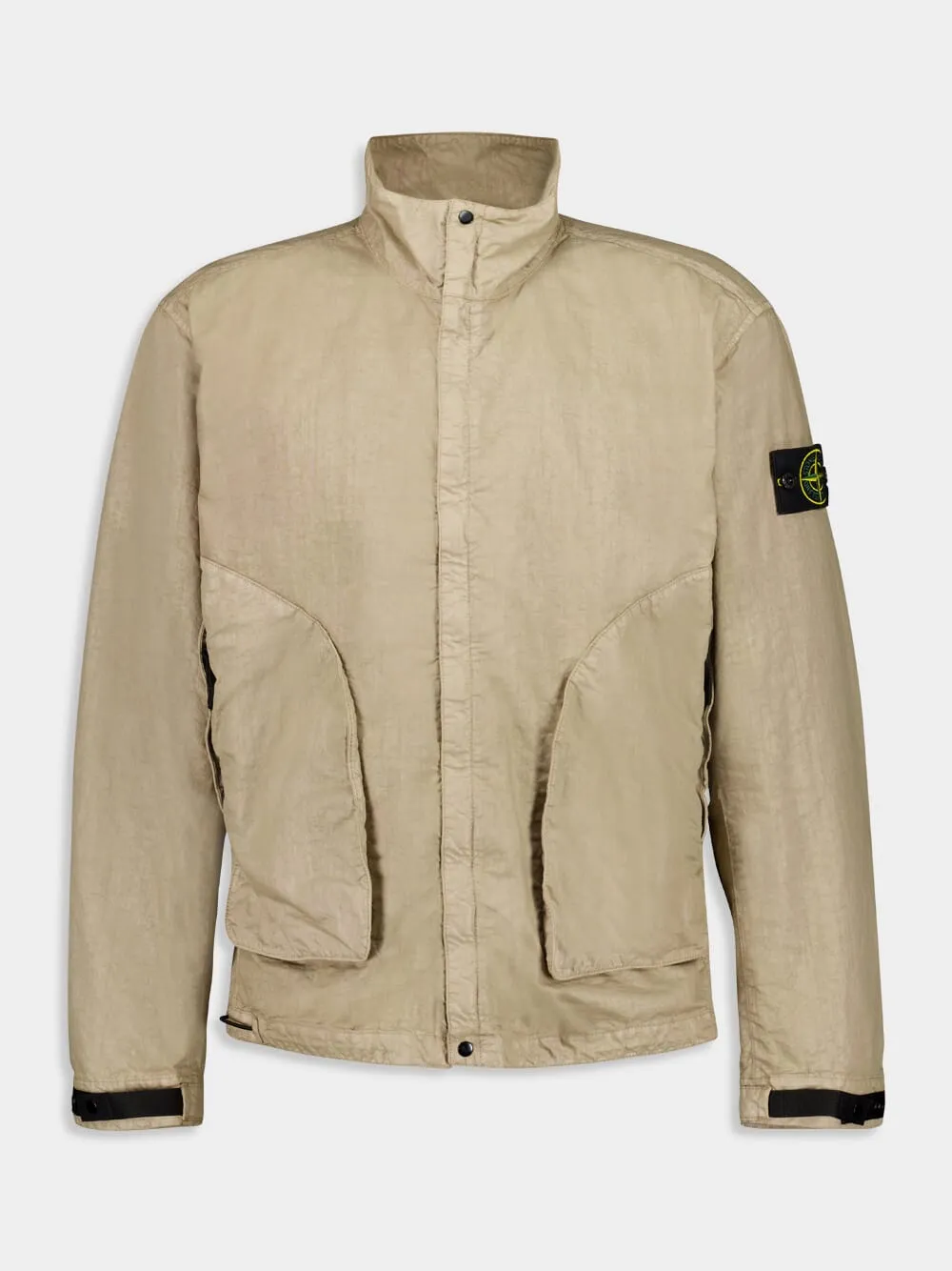Brown High-Neck Nylon Jacket sold by Fashion Clinic