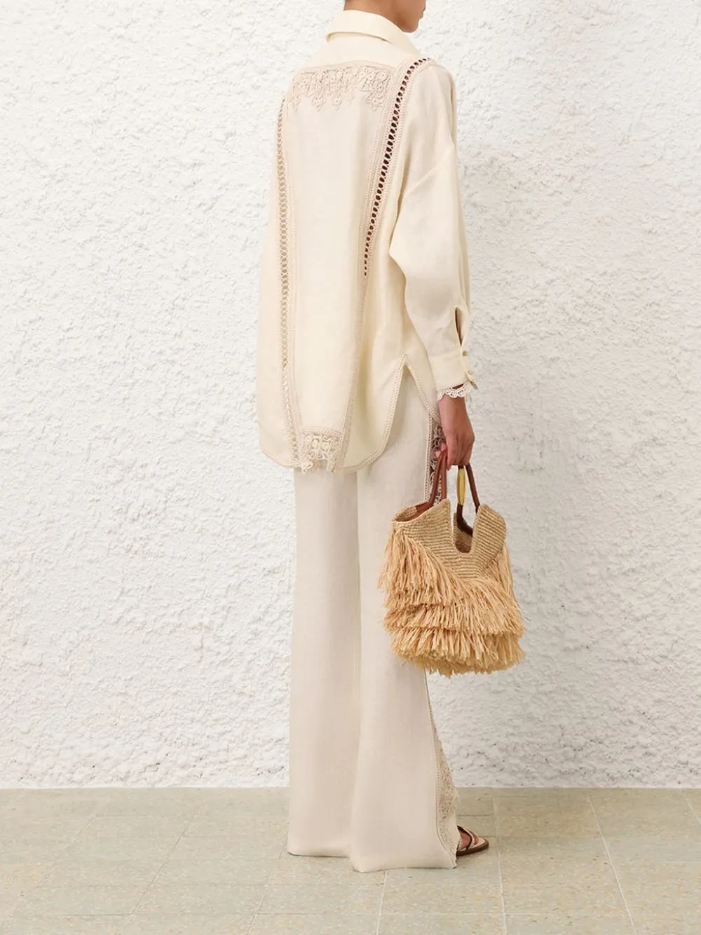 Cream Illuminate Trimmed Shirt sold by Fashion Clinic product image thumbnail 4