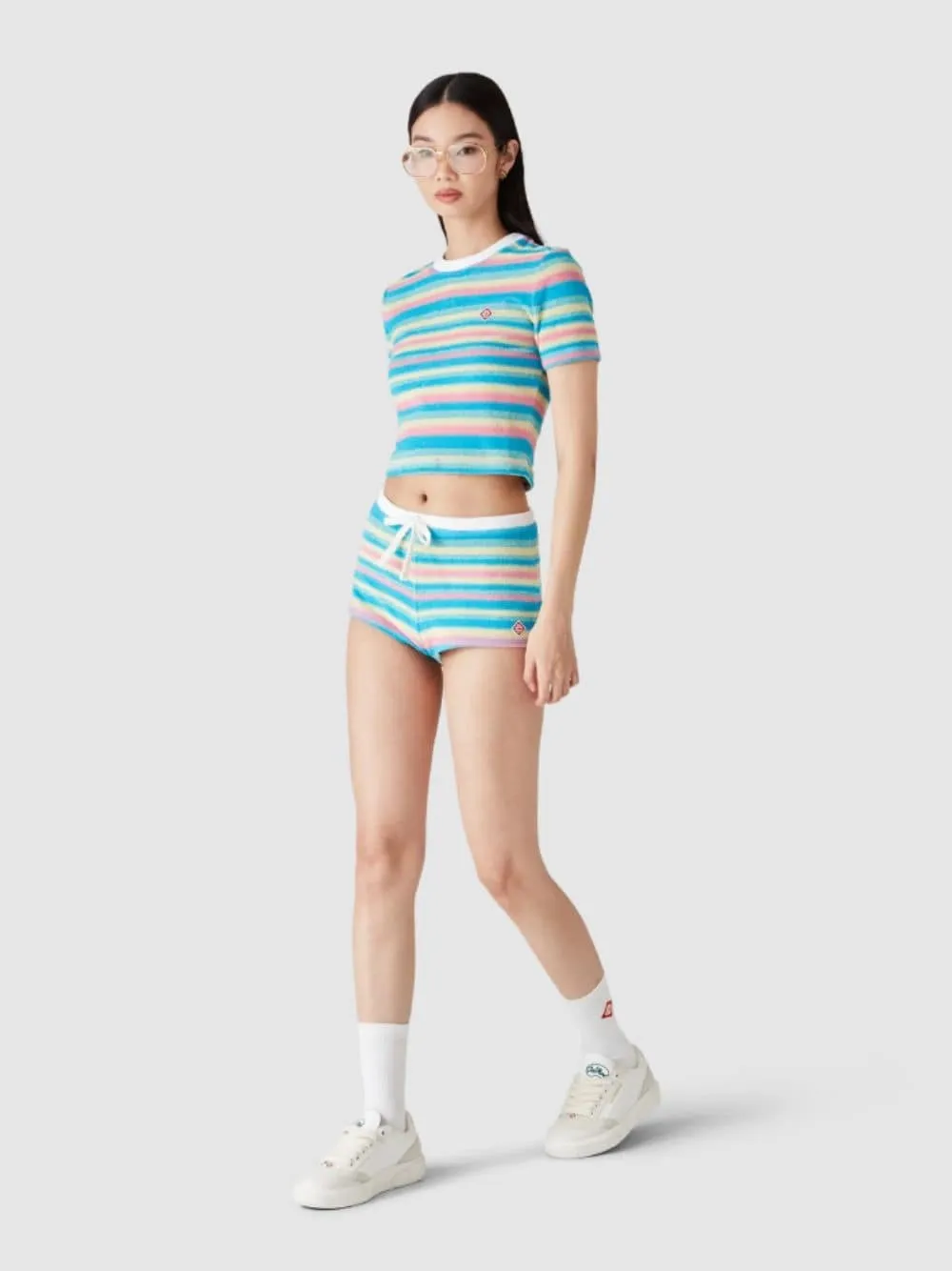 Stripe Towelling Mini Shorts sold by Fashion Clinic product image thumbnail 2