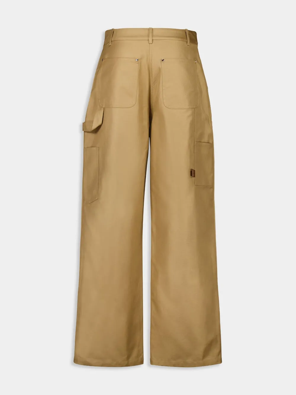 Ecru Cotton Workwear Trousers sold by Fashion Clinic product image thumbnail 3