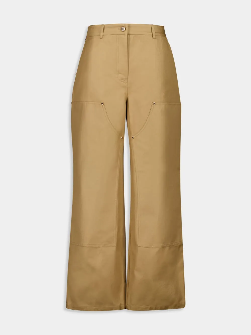 Ecru Cotton Workwear Trousers sold by Fashion Clinic
