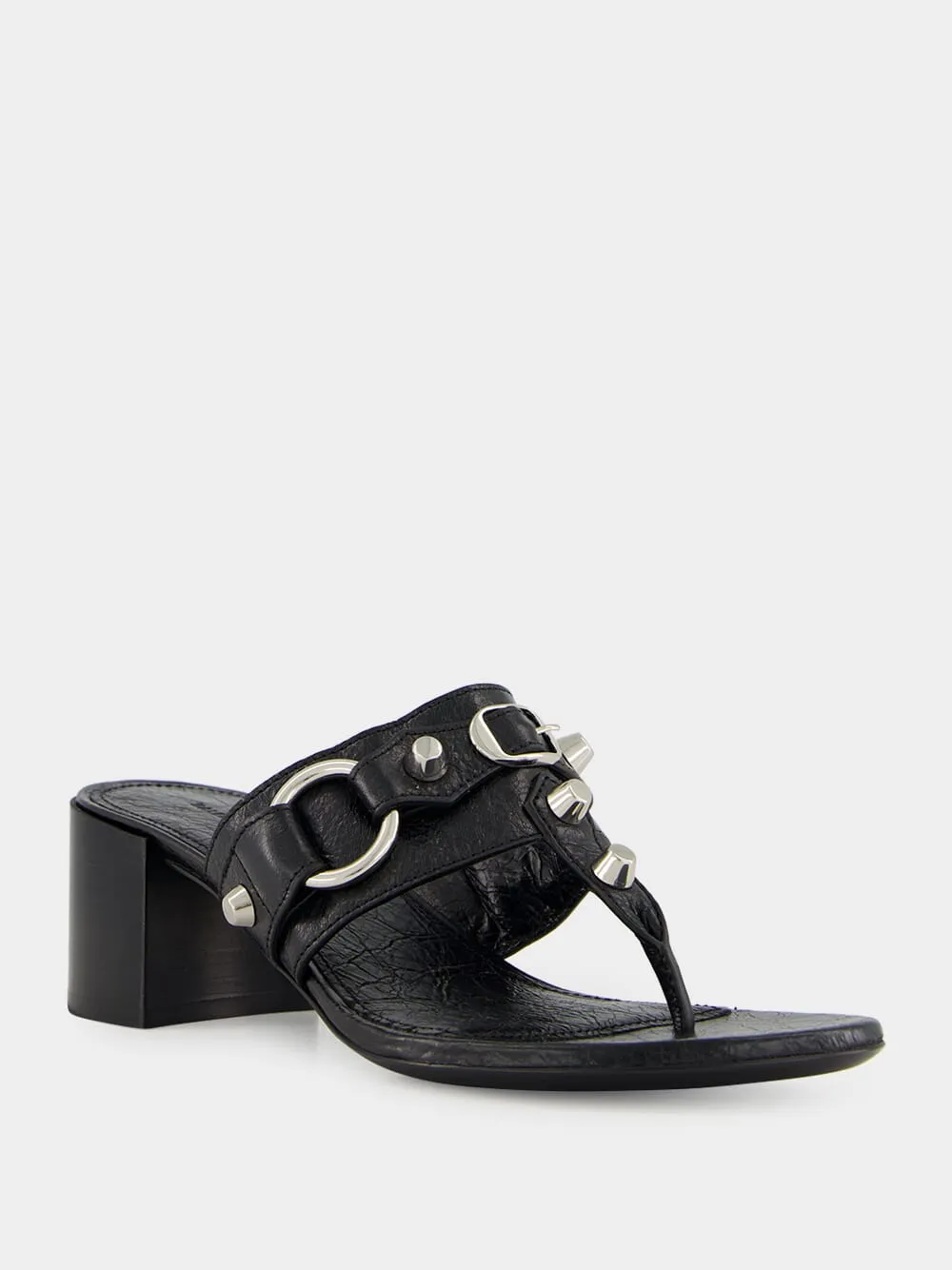 Black Mid-Heel City Tong Sandals sold by Fashion Clinic product image thumbnail 2