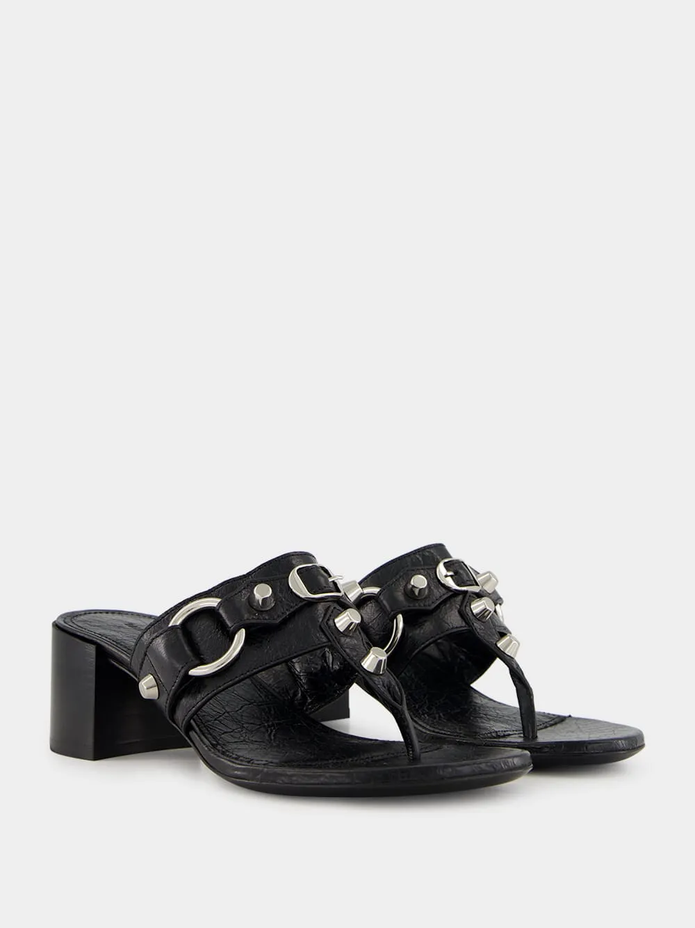 Black Mid-Heel City Tong Sandals sold by Fashion Clinic product image thumbnail 3