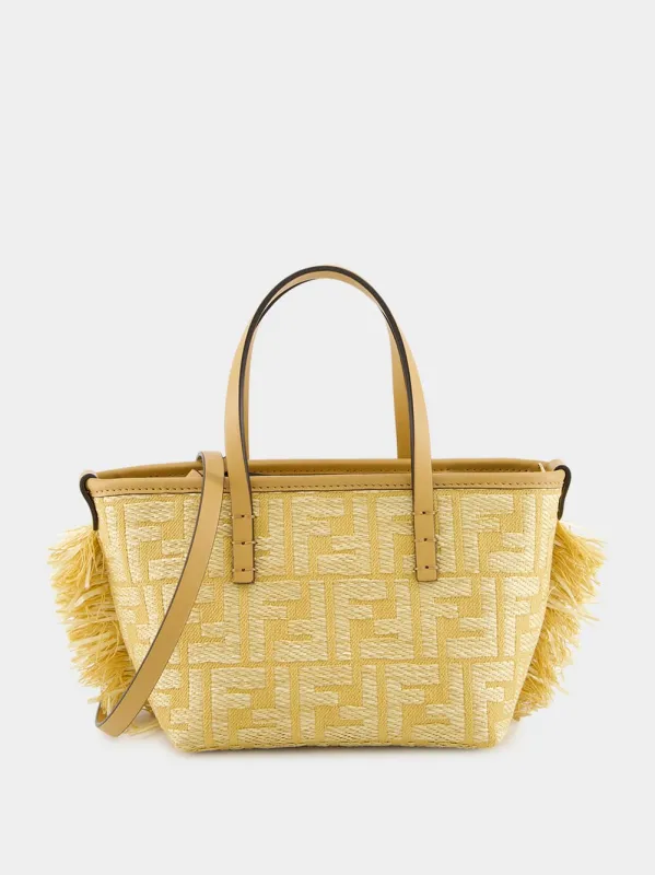 Beige Mini Roll Raffia Jacquard Bag sold by Fashion Clinic