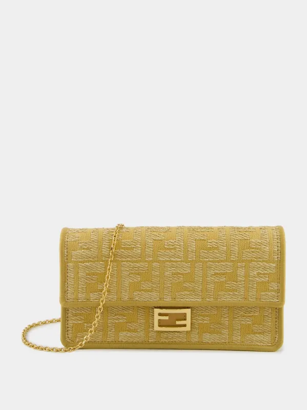 Beige Jacquard Wallet On Chain Baguette sold by Fashion Clinic