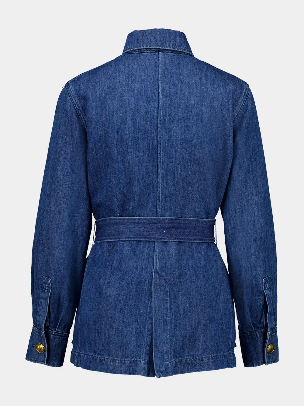 Blue Sahariana Jacket with Belt in Medium Denim sold by Fashion Clinic product image thumbnail 2