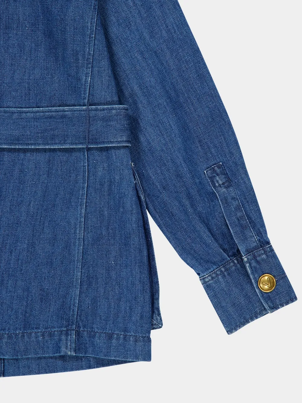 Blue Sahariana Jacket with Belt in Medium Denim sold by Fashion Clinic product image thumbnail 5