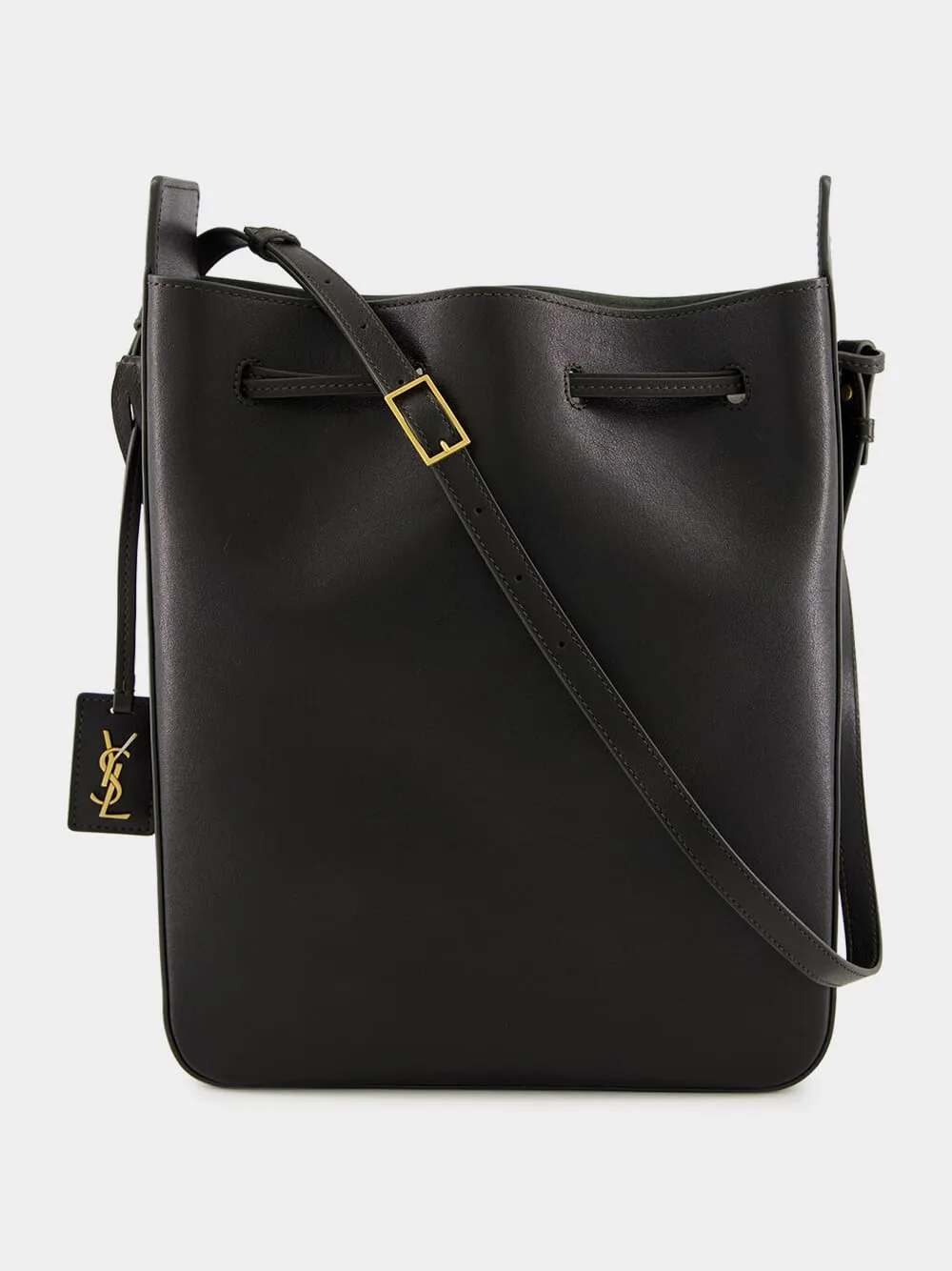 Black Leather Large Bucket Bag with Cassandre Charm sold by Fashion Clinic