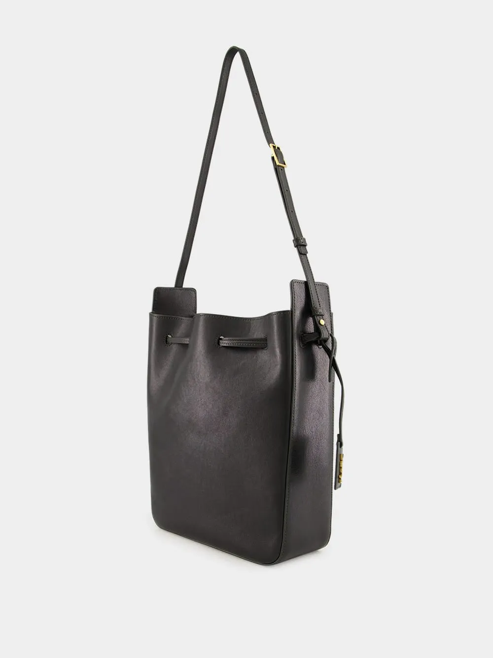 Black Leather Large Bucket Bag with Cassandre Charm sold by Fashion Clinic product image thumbnail 5