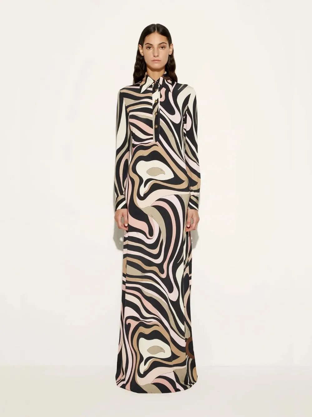 Marmo Print Long Fitted Dress sold by Fashion Clinic