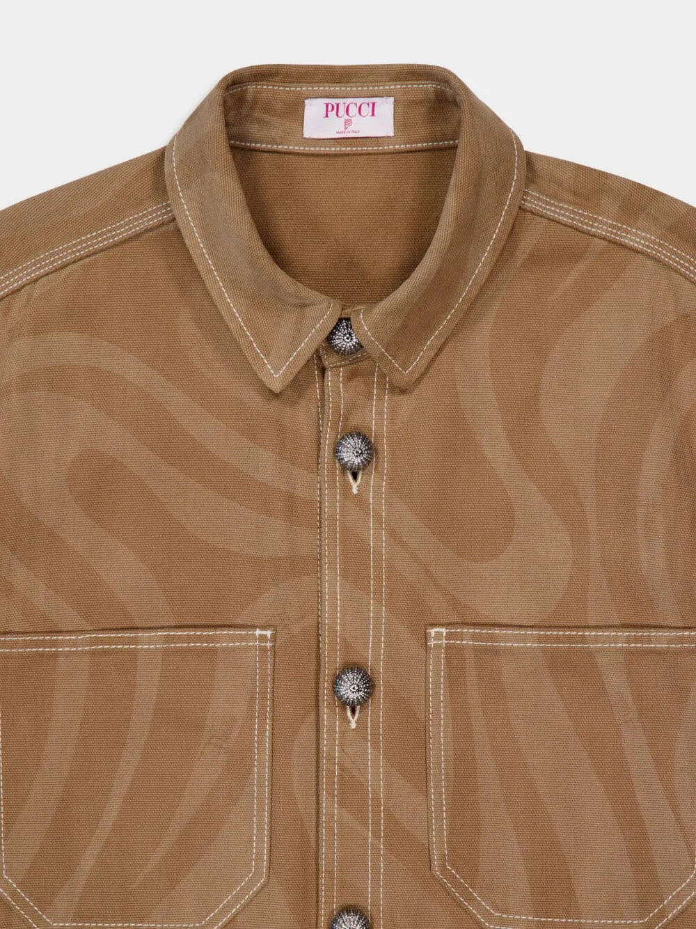Marmo Print Canvas Jacket in Taupe sold by Fashion Clinic product image thumbnail 5