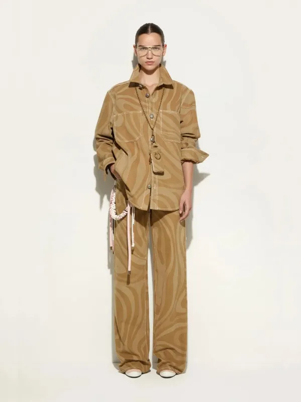 Marmo Print Canvas Jacket in Taupe sold by Fashion Clinic