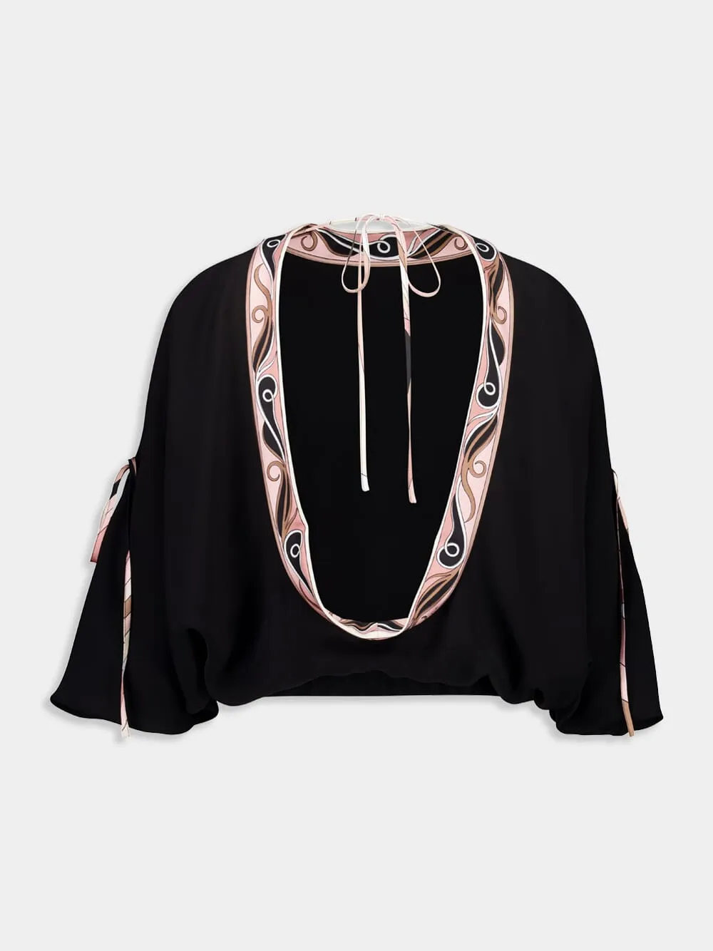 Black Cape Blouse with Printed Details sold by Fashion Clinic product image thumbnail 2