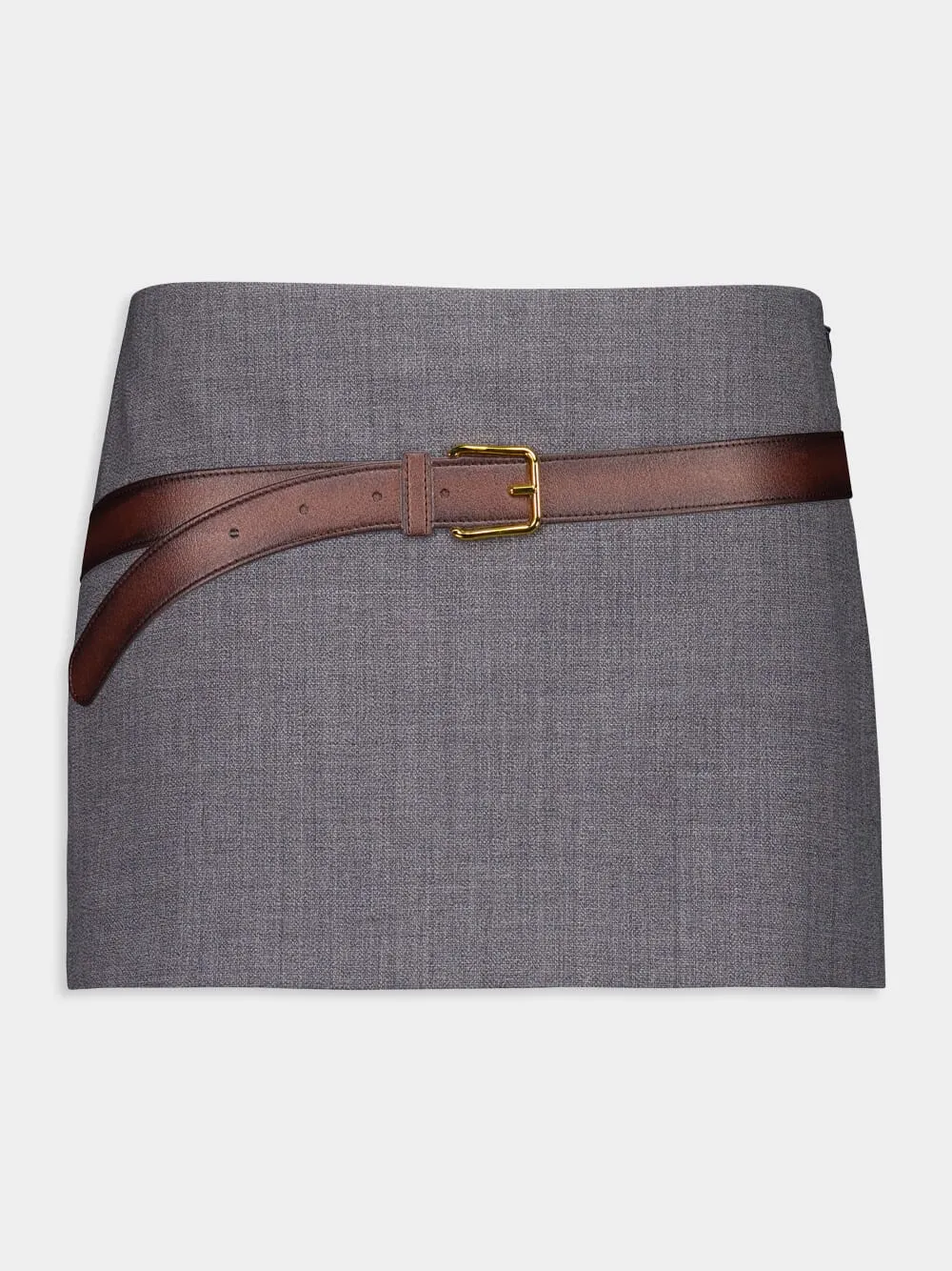 Slate Grey Technical Wool Miniskirt with Printed Belt sold by Fashion Clinic product image thumbnail 2
