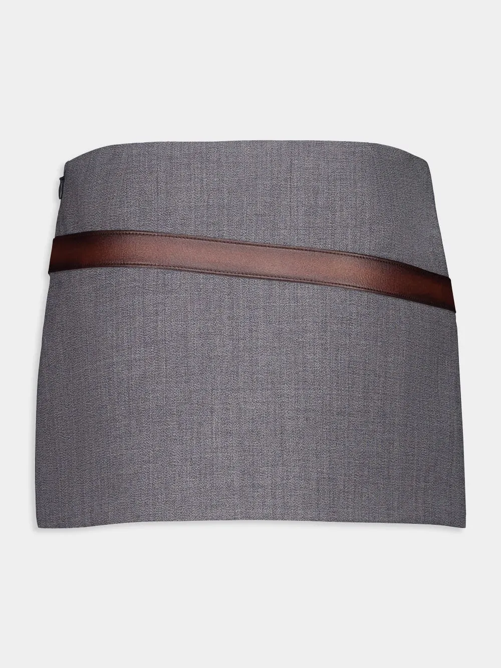 Slate Grey Technical Wool Miniskirt with Printed Belt sold by Fashion Clinic product image thumbnail 4
