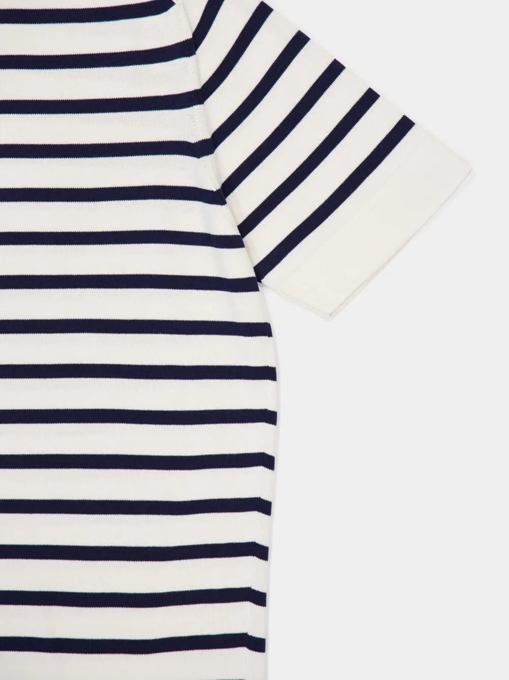White and Navy Blue Striped Polo Sweater Short Sleeve sold by Fashion Clinic product image thumbnail 4
