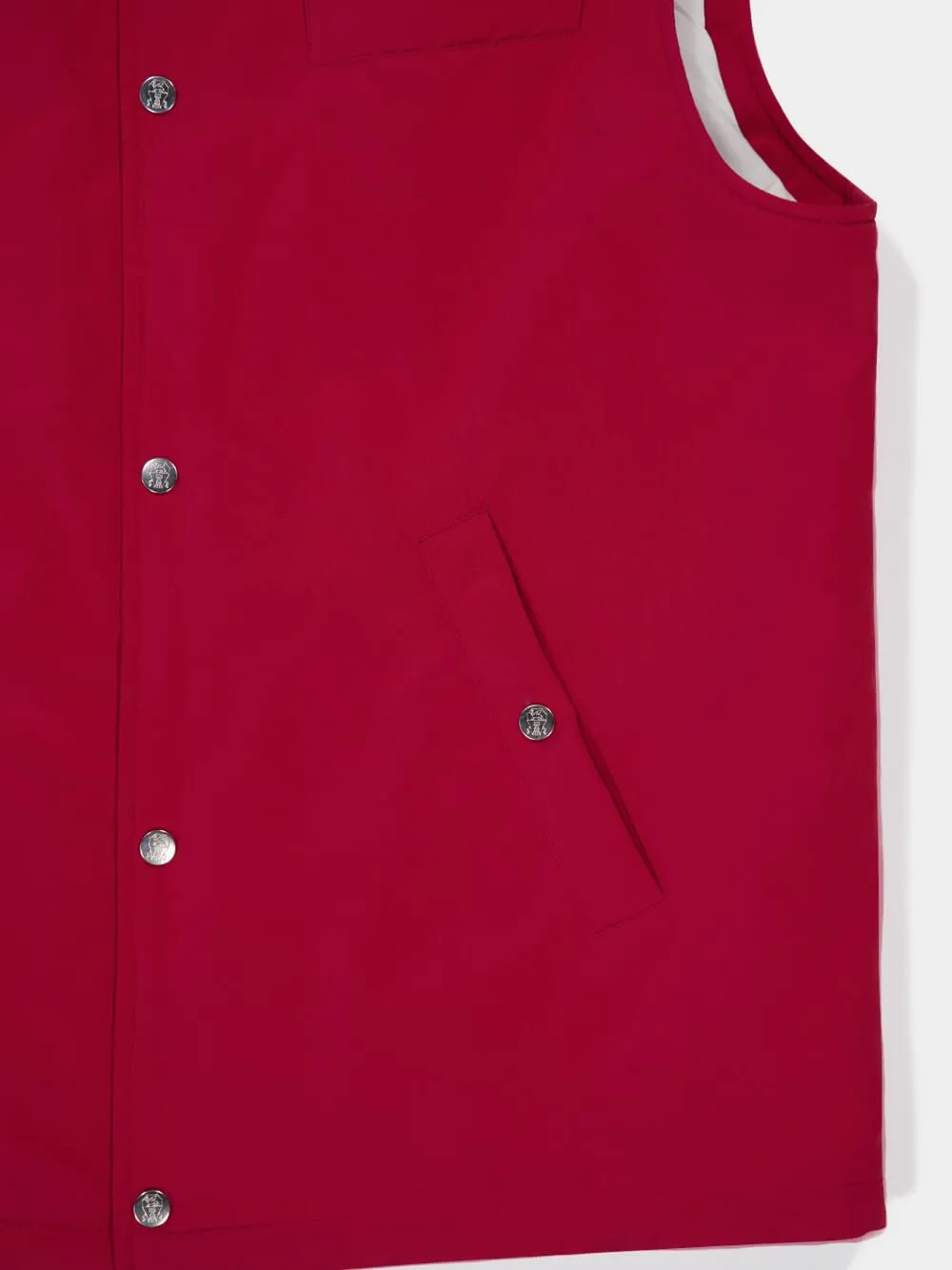 Red Gilet Button-Up Water-Resistant Woven Vest sold by Fashion Clinic product image thumbnail 4