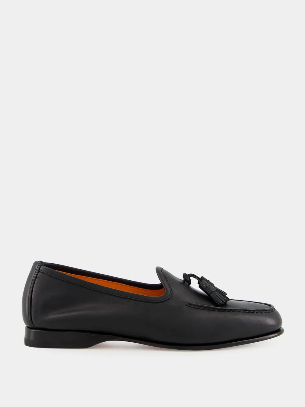 Black Leather Andrea Tassel Loafer sold by Fashion Clinic