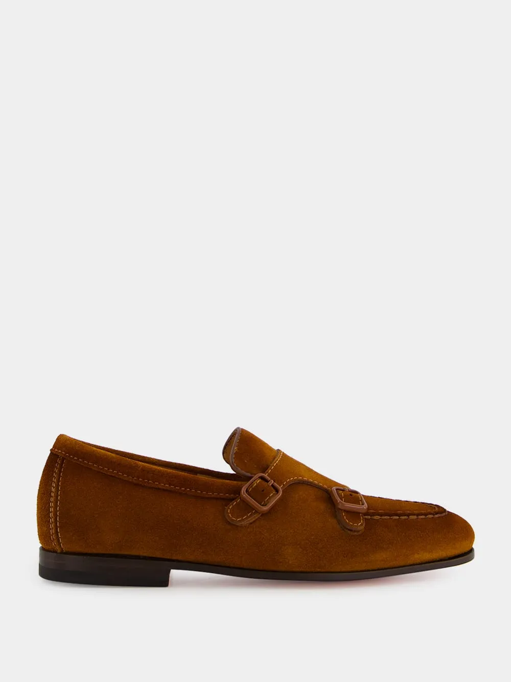 Light Brown Suede Double Buckle Loafers sold by Fashion Clinic