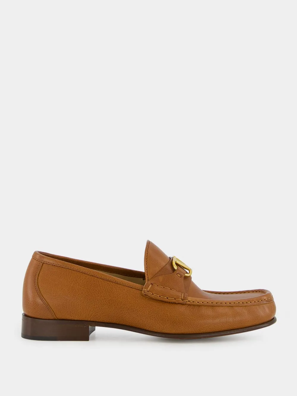 Tobacco V-Logo Signature Buffalo Loafers sold by Fashion Clinic
