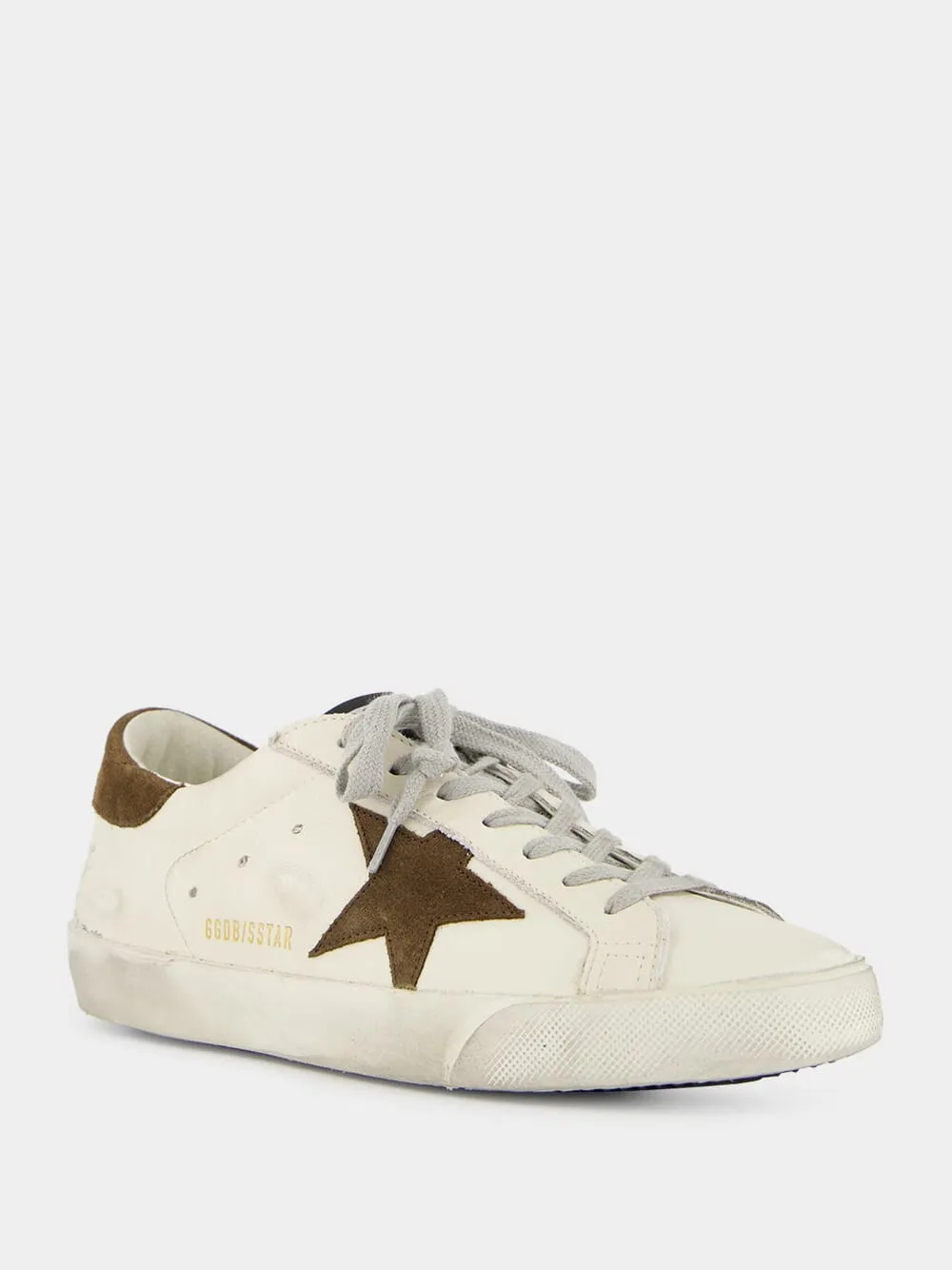 White and Brown Super-Star Leather Sneakers sold by Fashion Clinic product image thumbnail 2