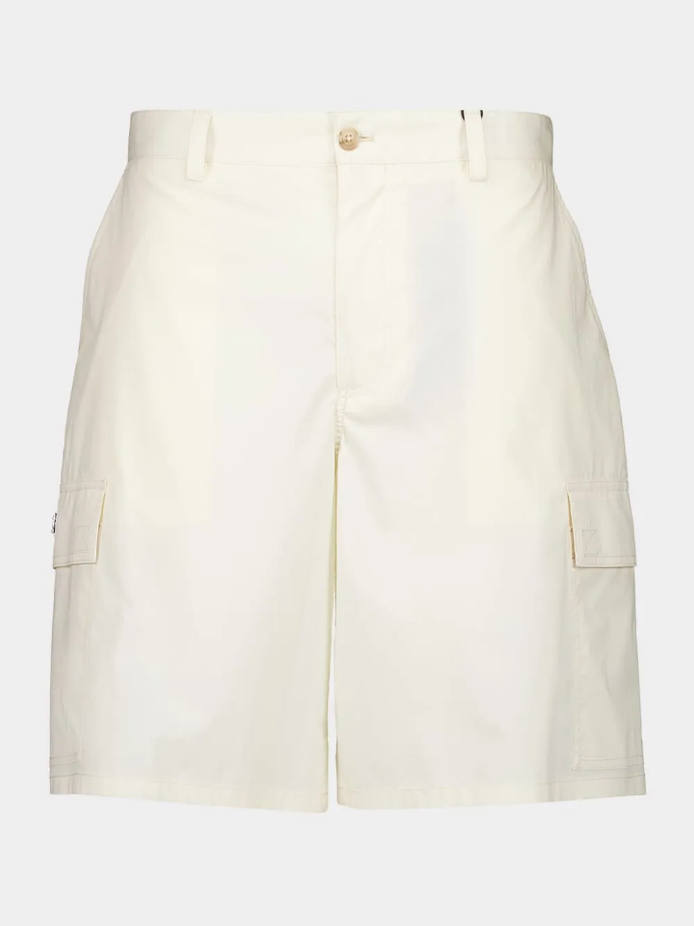 Beige Cotton Cargo Shorts sold by Fashion Clinic