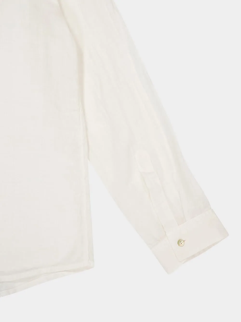 White Linen Long Sleeve Button-Up Shirt sold by Fashion Clinic product image thumbnail 4