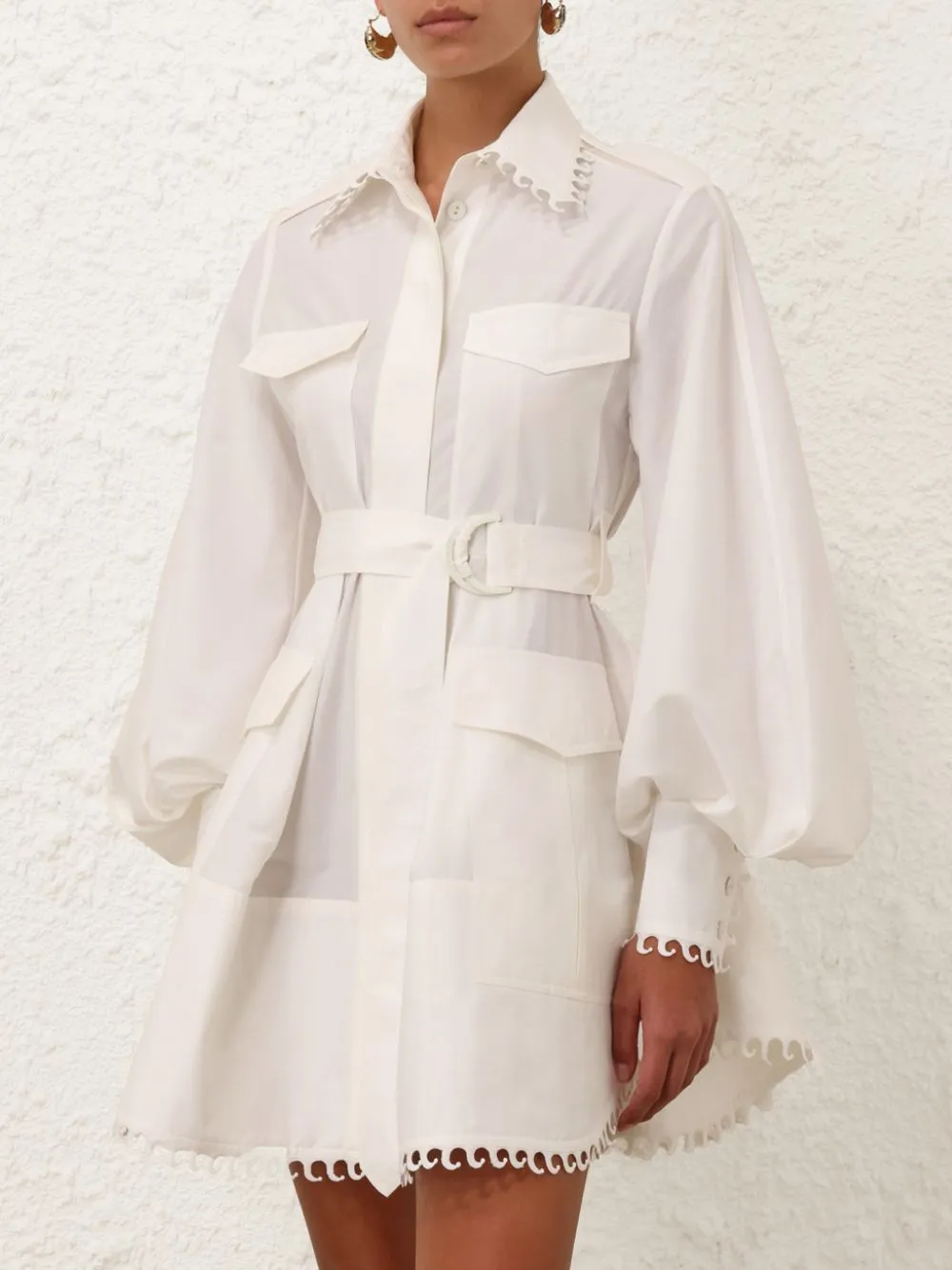 Ivory Illuminate Utility Mini Dress sold by Fashion Clinic product image thumbnail 2