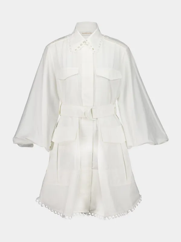 Ivory Illuminate Utility Mini Dress sold by Fashion Clinic