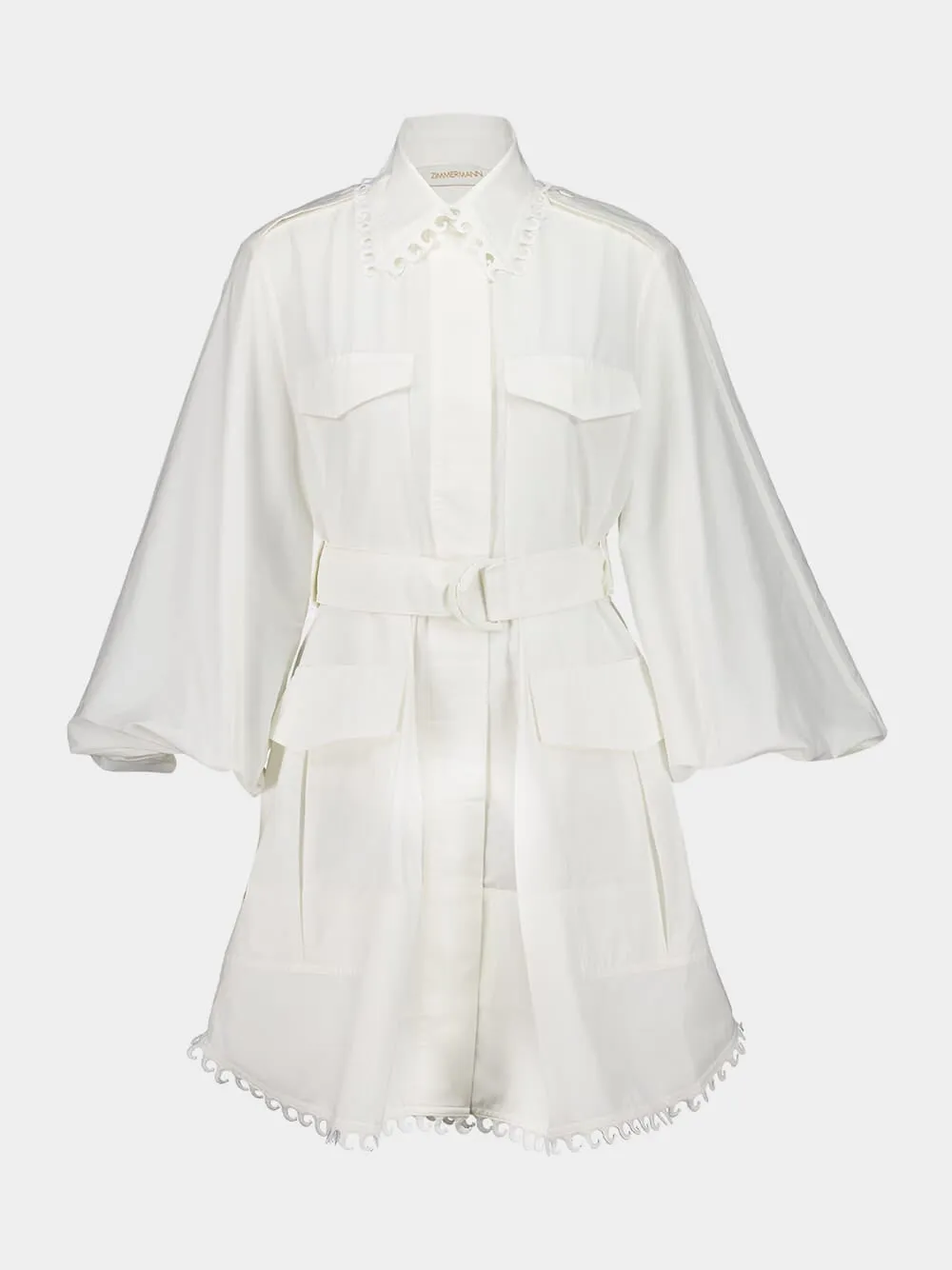 Ivory Illuminate Utility Mini Dress sold by Fashion Clinic