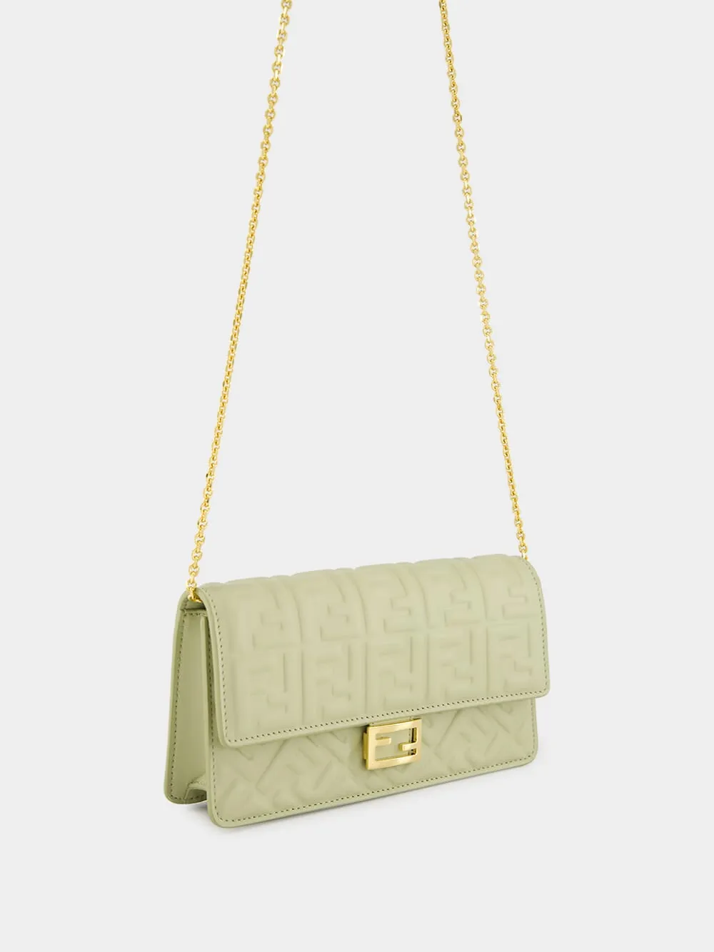 Sage Green Nappa Leather with FF Motif Baguette sold by Fashion Clinic product image thumbnail 3